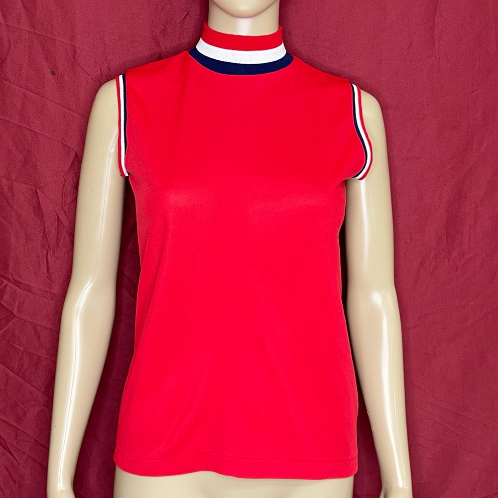 Vintage 1960’s Risa Sleeveless Mock Neck Zip Back Top Medium
